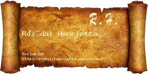 Rádai Henrietta névjegykártya